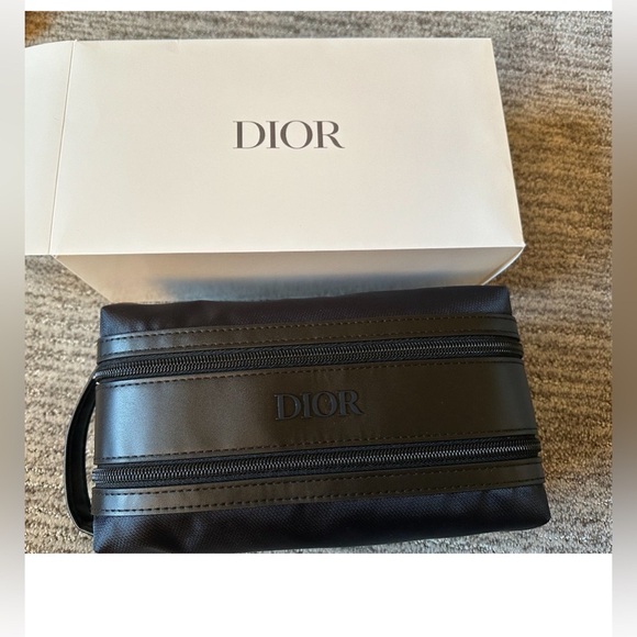 Dior Other - DIOR Double Compartment Toiletry Bag Travel Dopp Kit BLACK NAVY BLUE. NO BOX